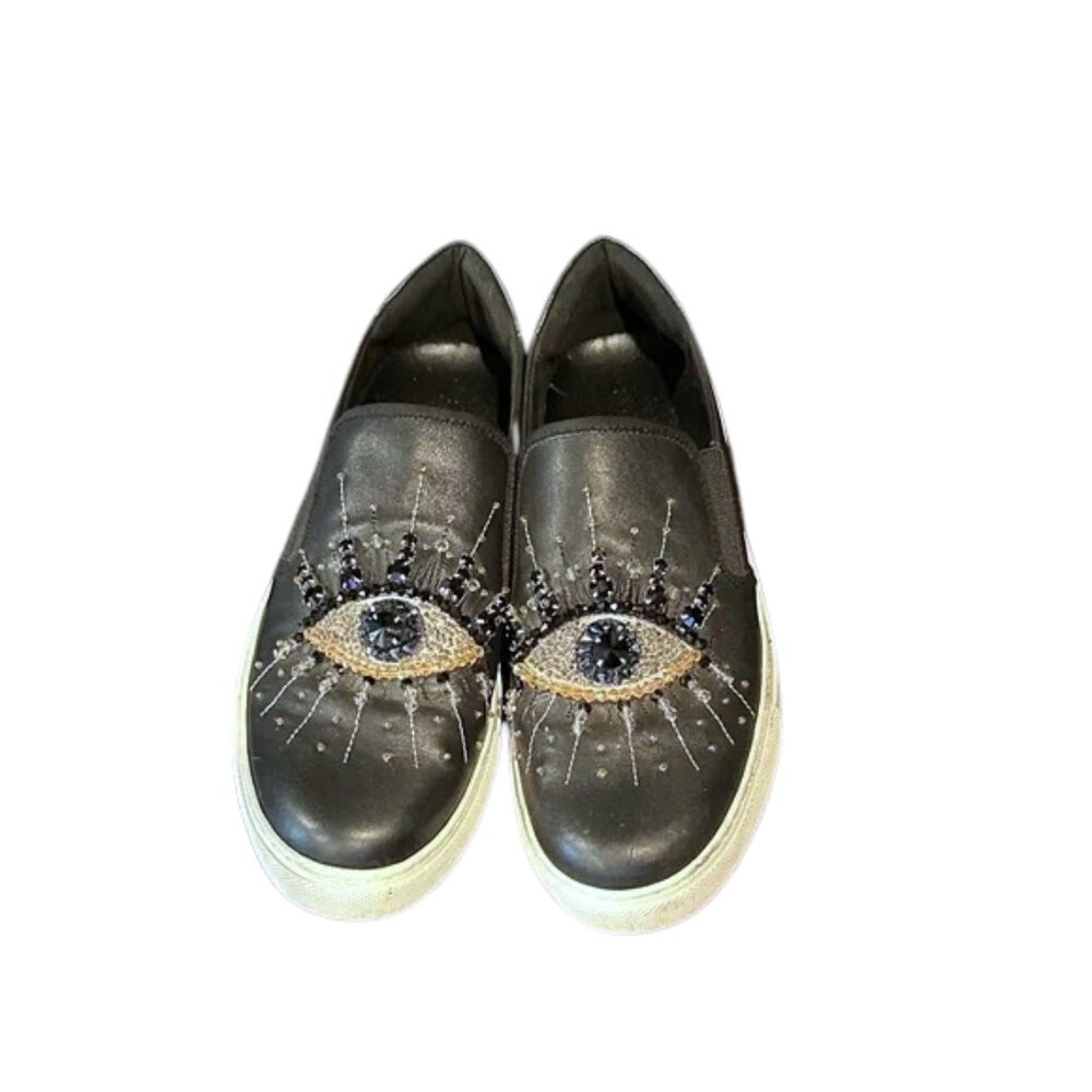 Kurt Geiger London Laney Eye Black Slip-On Shoes size 8